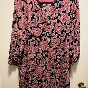 Floral Pink and Navy Blue Women's Top